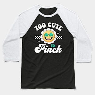 Too Cute To Pinch St Patrick Day Retro Clover Shamrock Boy Baseball T-Shirt